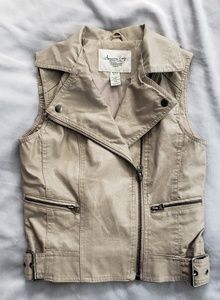 AMERICAN RAG Beige Faux Leather Vest Side Buckles